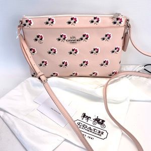 COACH Floral Print Crossgrain Journal Crossbody Purse Pink